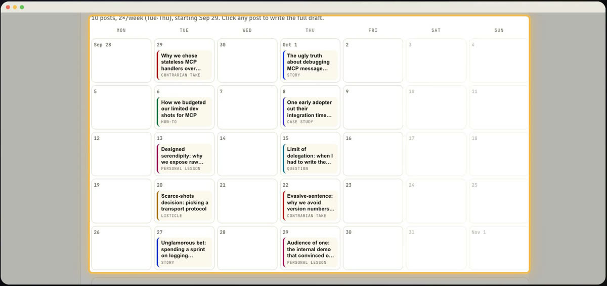 LinkedIn growth: a 30-day content calendar with posts planned